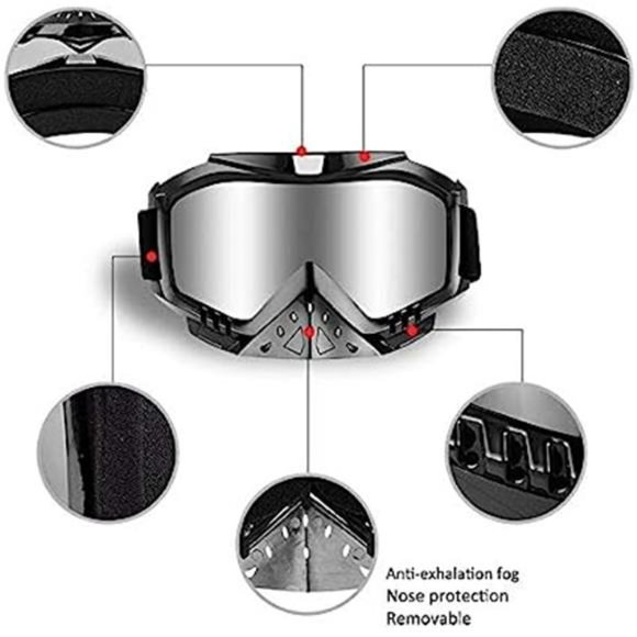 Motorcycle Goggles Dirt Bike Goggles Grip For Helmet Anti UV Windproof Dustproof - Picture 4 of 6